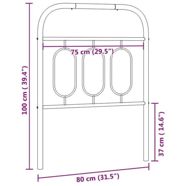 vidaXL Metallinen sängynpääty valkoinen 75 cm