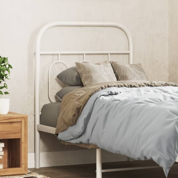 vidaXL Metallinen sängynpääty valkoinen 75 cm