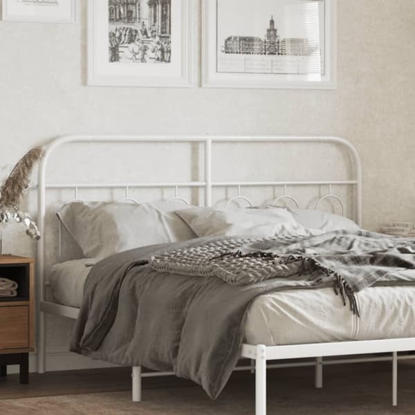 vidaXL Metallinen sängynpääty valkoinen 140 cm
