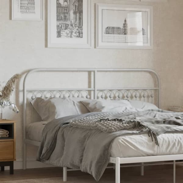 vidaXL Metallinen sängynpääty valkoinen 160 cm