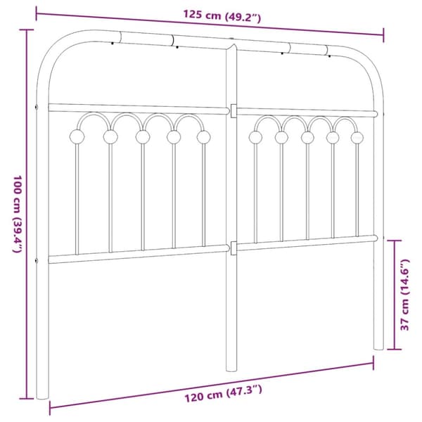 vidaXL Metallinen sängynpääty valkoinen 120 cm
