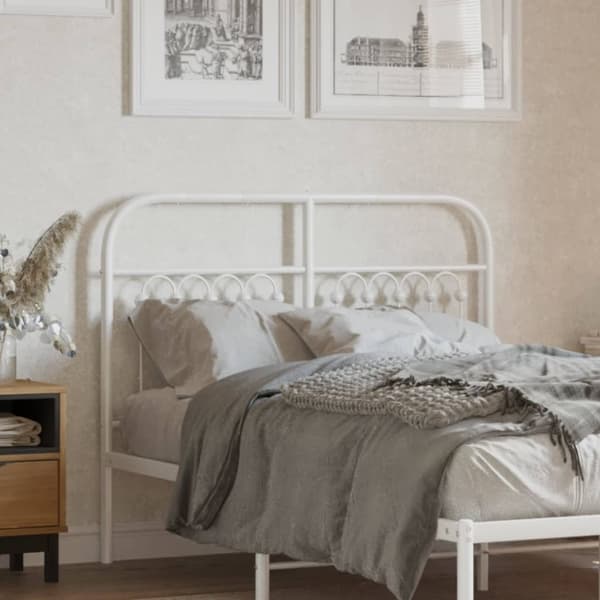 vidaXL Metallinen sängynpääty valkoinen 120 cm