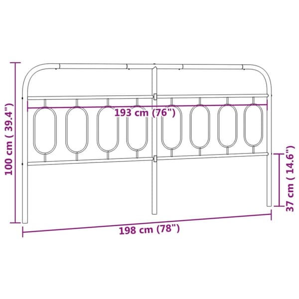 vidaXL Metallinen sängynpääty musta 193 cm