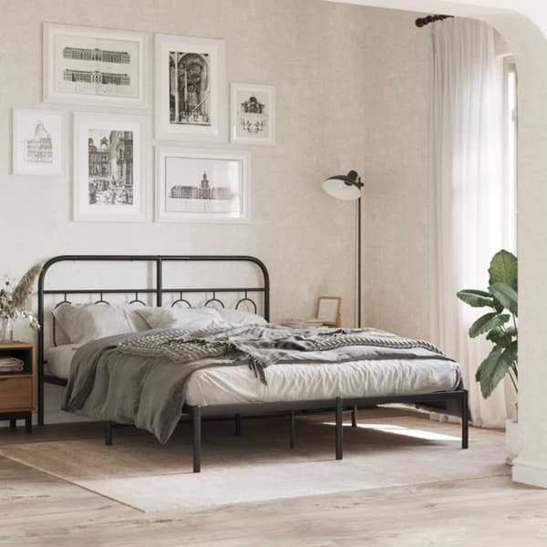 vidaXL Metallinen sängynpääty musta 140 cm