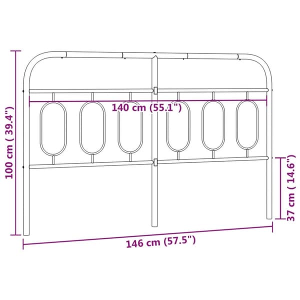 vidaXL Metallinen sängynpääty musta 140 cm