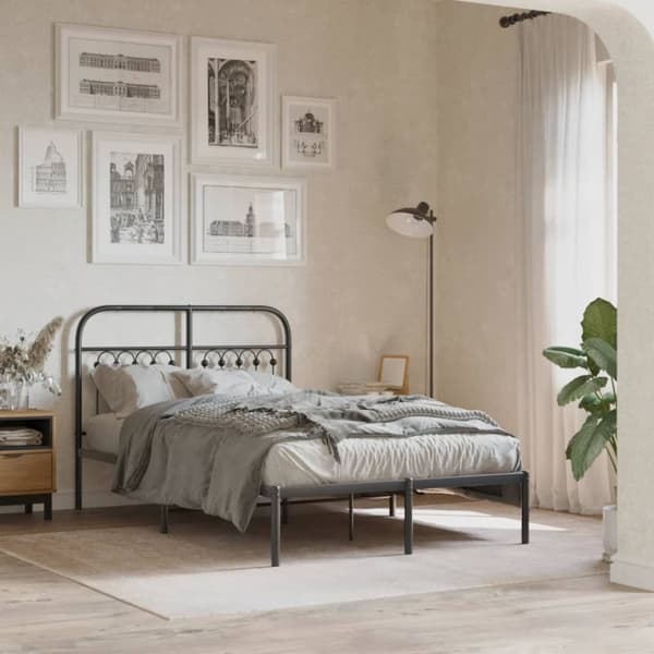 vidaXL Metallinen sängynpääty musta 120 cm