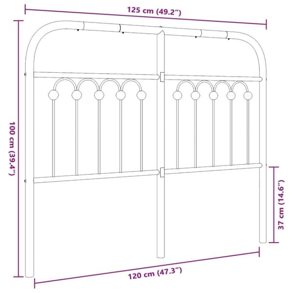 vidaXL Metallinen sängynpääty musta 120 cm