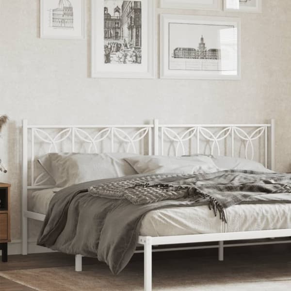 vidaXL Metallinen sängynpääty valkoinen 193 cm