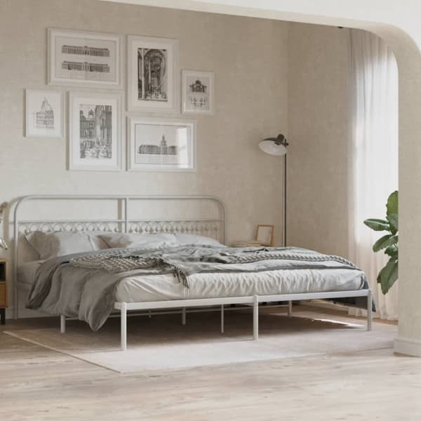 vidaXL sengegavl 200 cm metal hvid