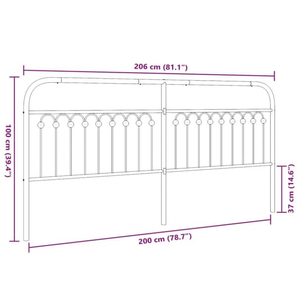 vidaXL sengegavl 200 cm metal hvid