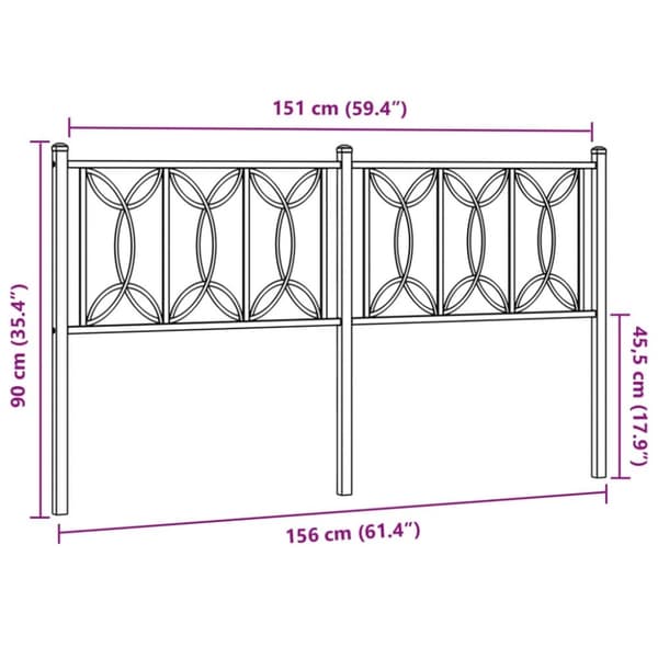 vidaXL Huvudgavel metall vit 150 cm