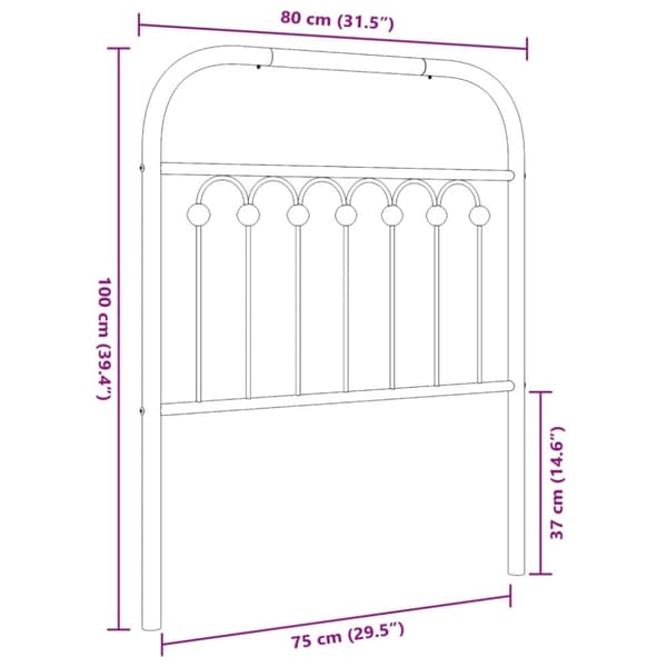 vidaXL sengegavl 75 cm metal sort