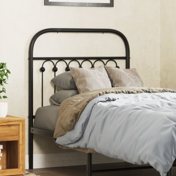 vidaXL sengegavl 75 cm metal sort