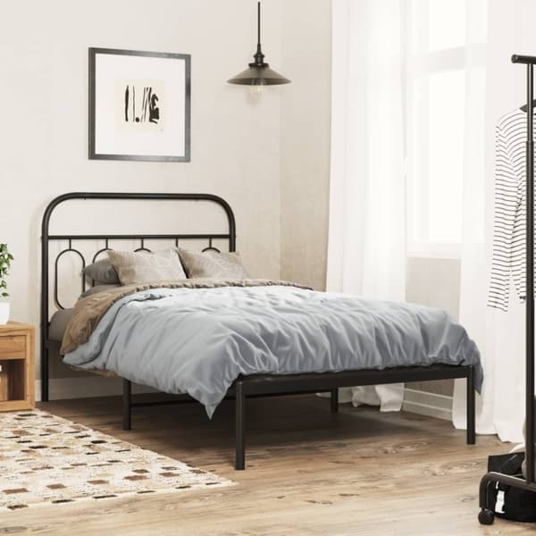 vidaXL Metallinen sängynpääty musta 107 cm