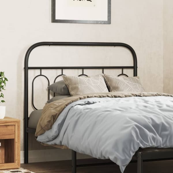 vidaXL Metallinen sängynpääty musta 107 cm