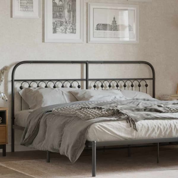 vidaXL sengegavl 180 cm metal sort