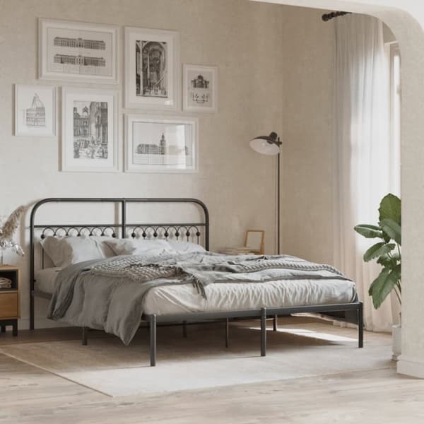 vidaXL Sengegavl i metall svart 150 cm
