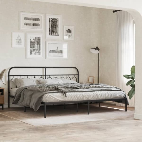 vidaXL Metallinen sängynpääty musta 200 cm
