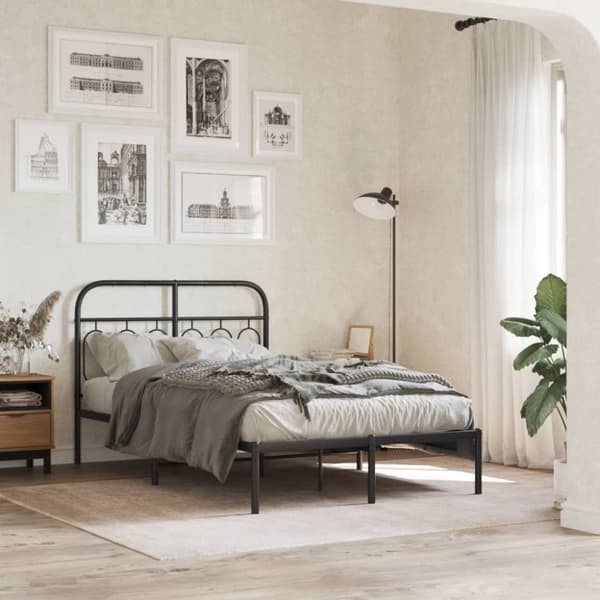 vidaXL Metallinen sängynpääty musta 120 cm