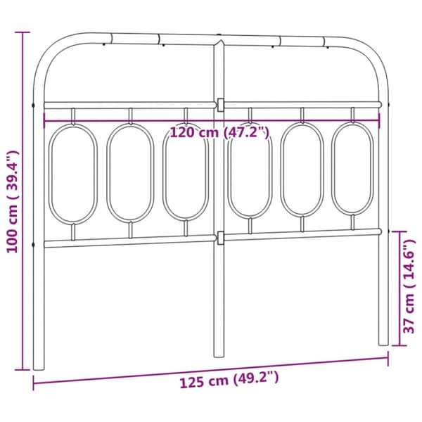 vidaXL Metallinen sängynpääty valkoinen 120 cm