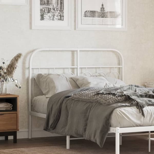 vidaXL Metallinen sängynpääty valkoinen 120 cm