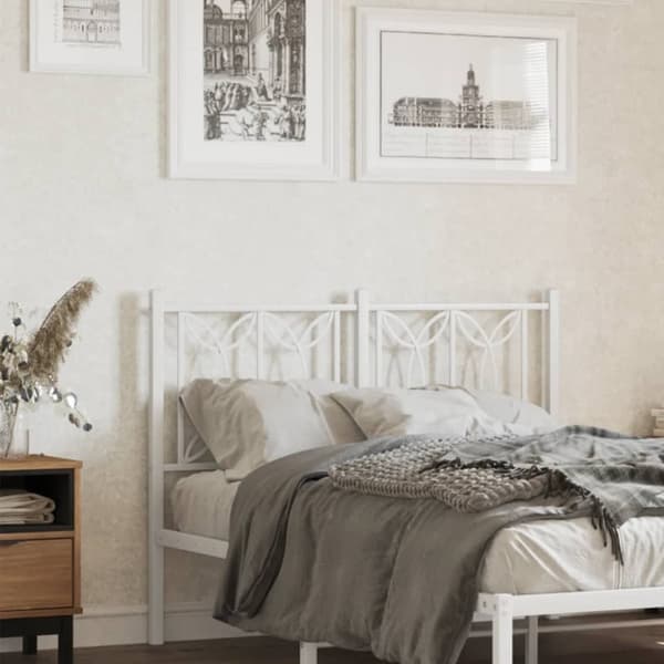vidaXL Metallinen sängynpääty valkoinen 120 cm