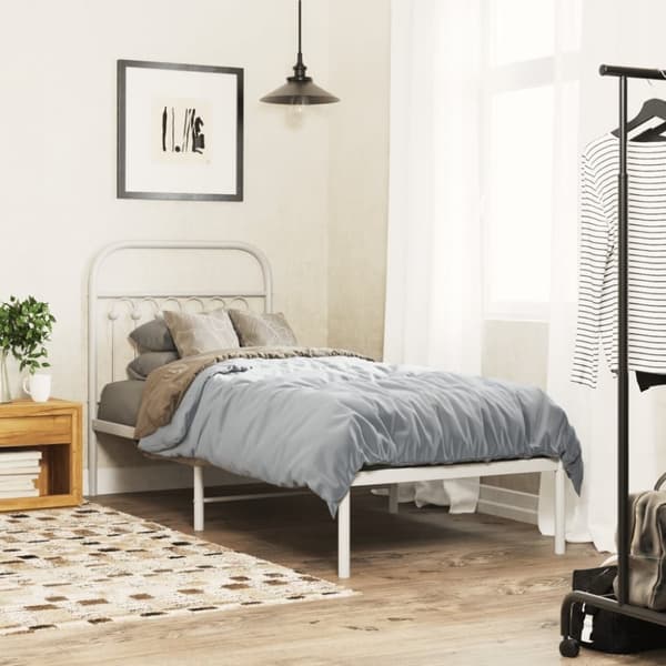 vidaXL Sengegavl i metall hvit 75 cm