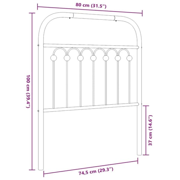 vidaXL Sengegavl i metall hvit 75 cm