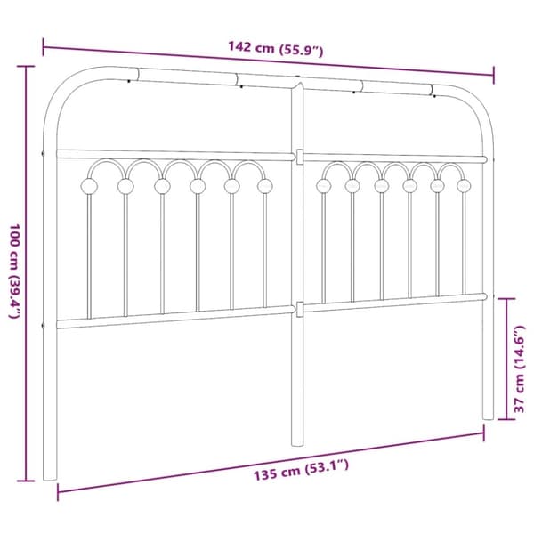 vidaXL sengegavl 135 cm metal hvid