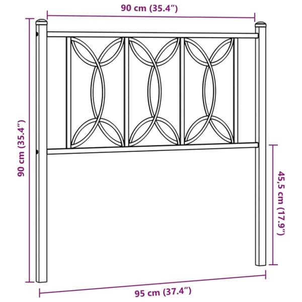 vidaXL Metallinen sängynpääty musta 90 cm