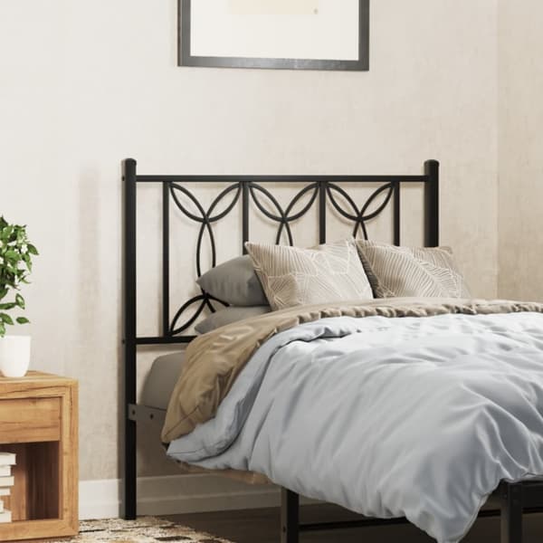 vidaXL Metallinen sängynpääty musta 90 cm
