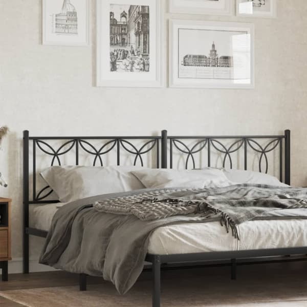 vidaXL Metallinen sängynpääty musta 200 cm