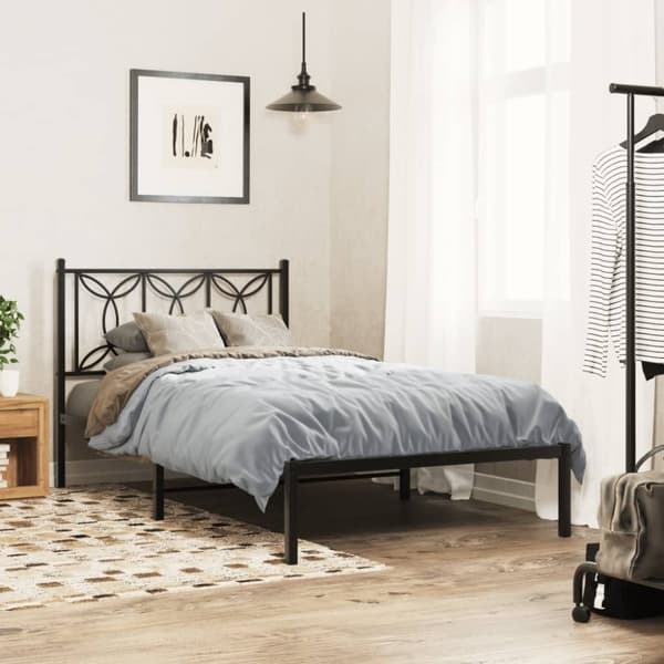 vidaXL sengegavl 107 cm metal sort