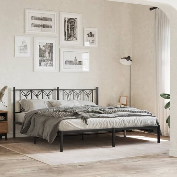 vidaXL Metallinen sängynpääty musta 180 cm