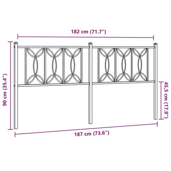 vidaXL Metallinen sängynpääty musta 180 cm