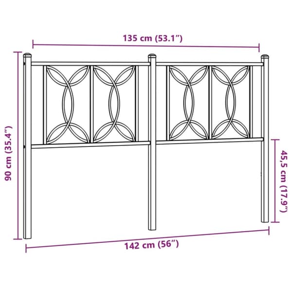 vidaXL sengegavl 135 cm metal sort