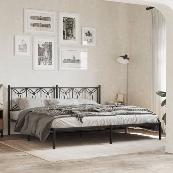 vidaXL Metallinen sängynpääty musta 193 cm