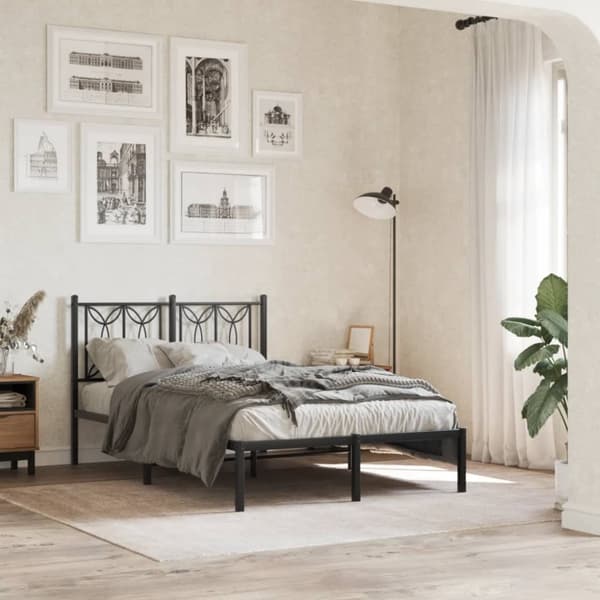 vidaXL Metallinen sängynpääty musta 120 cm