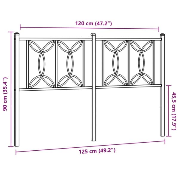 vidaXL Metallinen sängynpääty musta 120 cm