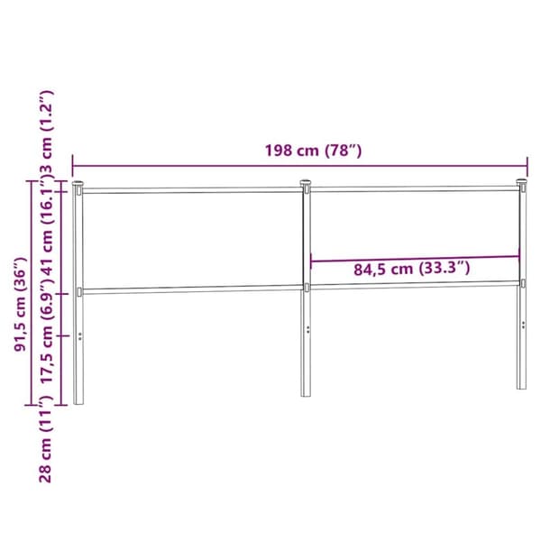 vidaXL Sängynpääty savutammi 190 cm tekninen puu ja teräs