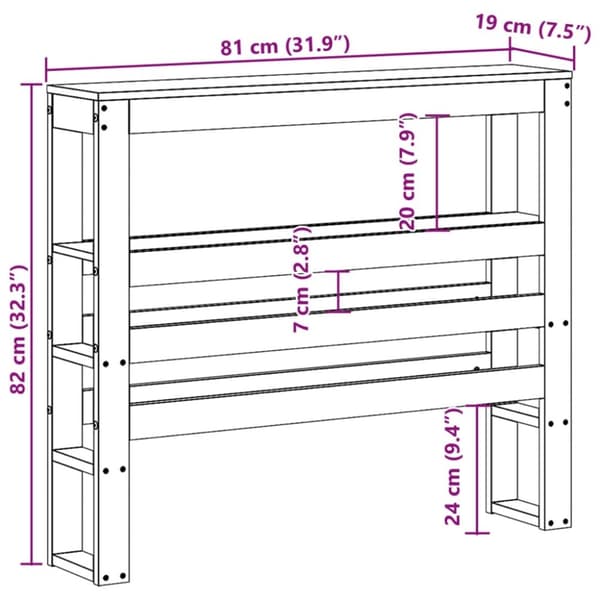 vidaXL Hodegavl med hyller 75 cm heltre furu
