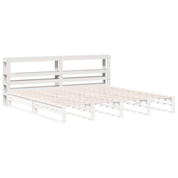 vidaXL Hodegavl med hyller hvit 200 cm heltre furu