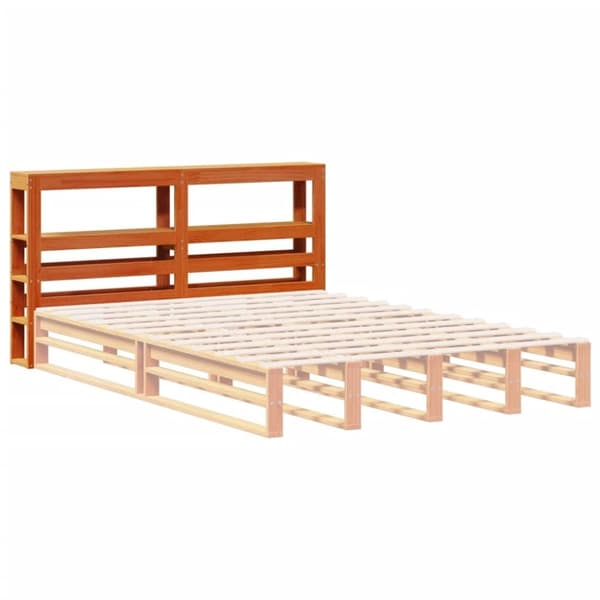 vidaXL Hodegavl med hyller voksbrun 140 cm heltre furu