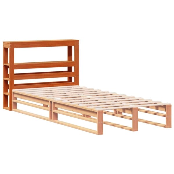 vidaXL sengegavl med hylder 90 cm massivt fyrretræ gyldenbrun