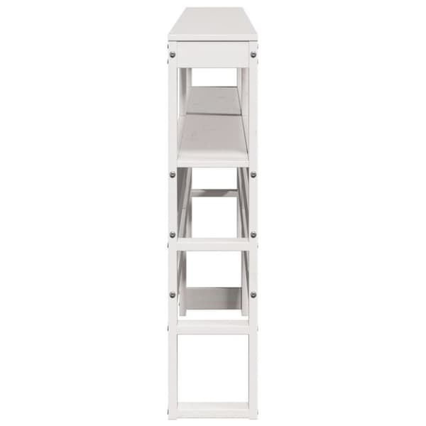 vidaXL sengegavl med hylder 180 cm massivt fyrretræ hvid