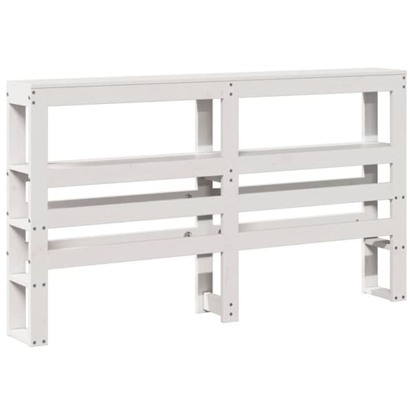 vidaXL sengegavl med hylder 150 cm massivt fyrretræ hvid