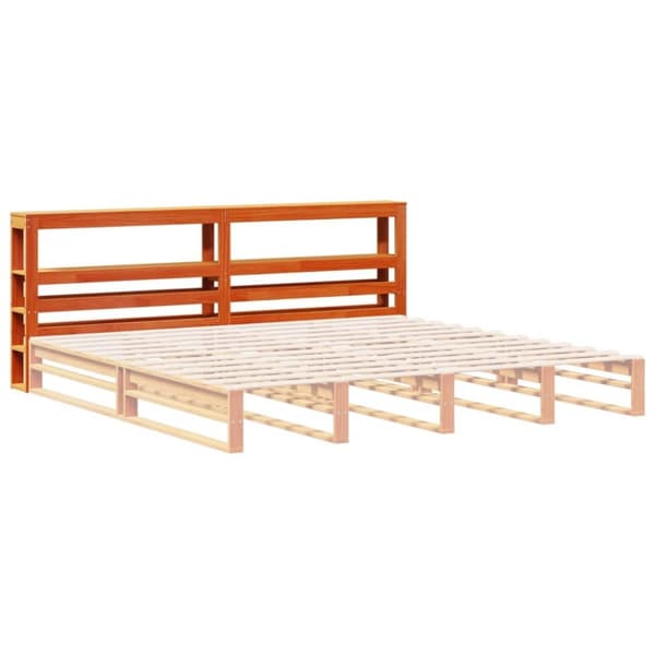 vidaXL sengegavl med hylder 180 cm massivt fyrretræ gyldenbrun