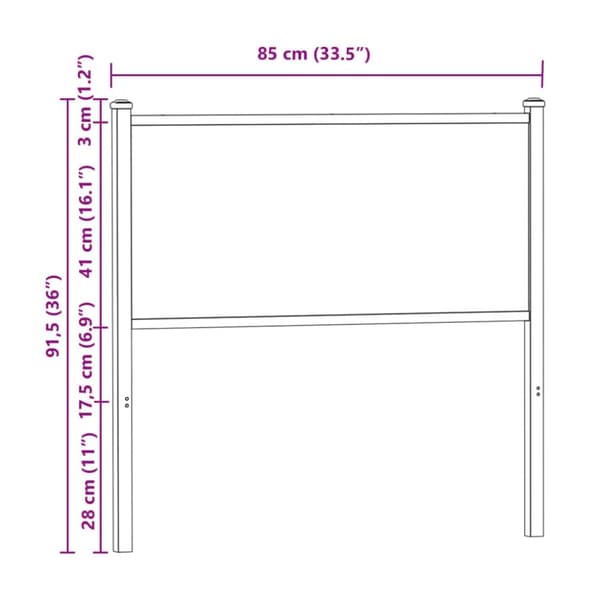 vidaXL Sängynpääty savutammi 80 cm tekninen puu ja teräs