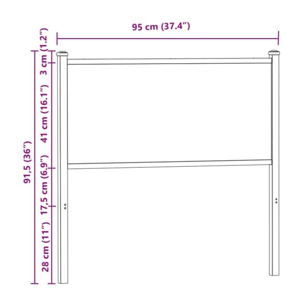 vidaXL Sängynpääty savutammi 90 cm tekninen puu ja teräs