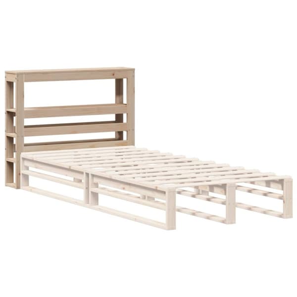 vidaXL Sängynpääty hyllyillä 90 cm täysi mänty